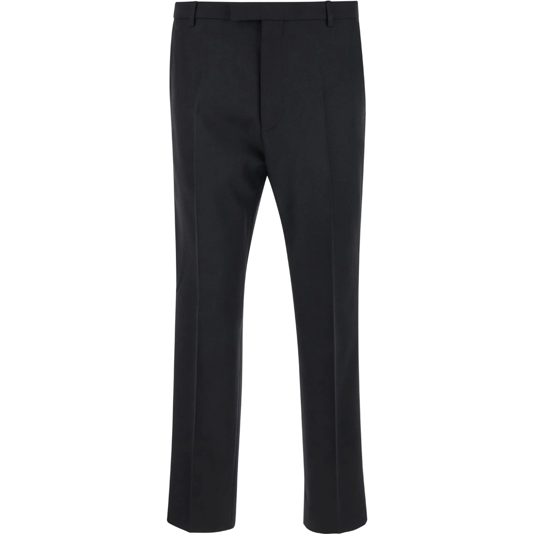 Black Tailored Pants with Tonal Logo Lettering in Wool Man