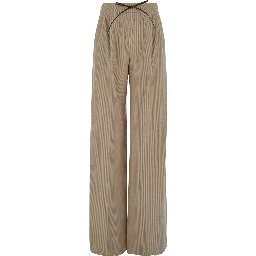 Lerici Beige Palazzo Pants with Drawstring in Corduroy Woman