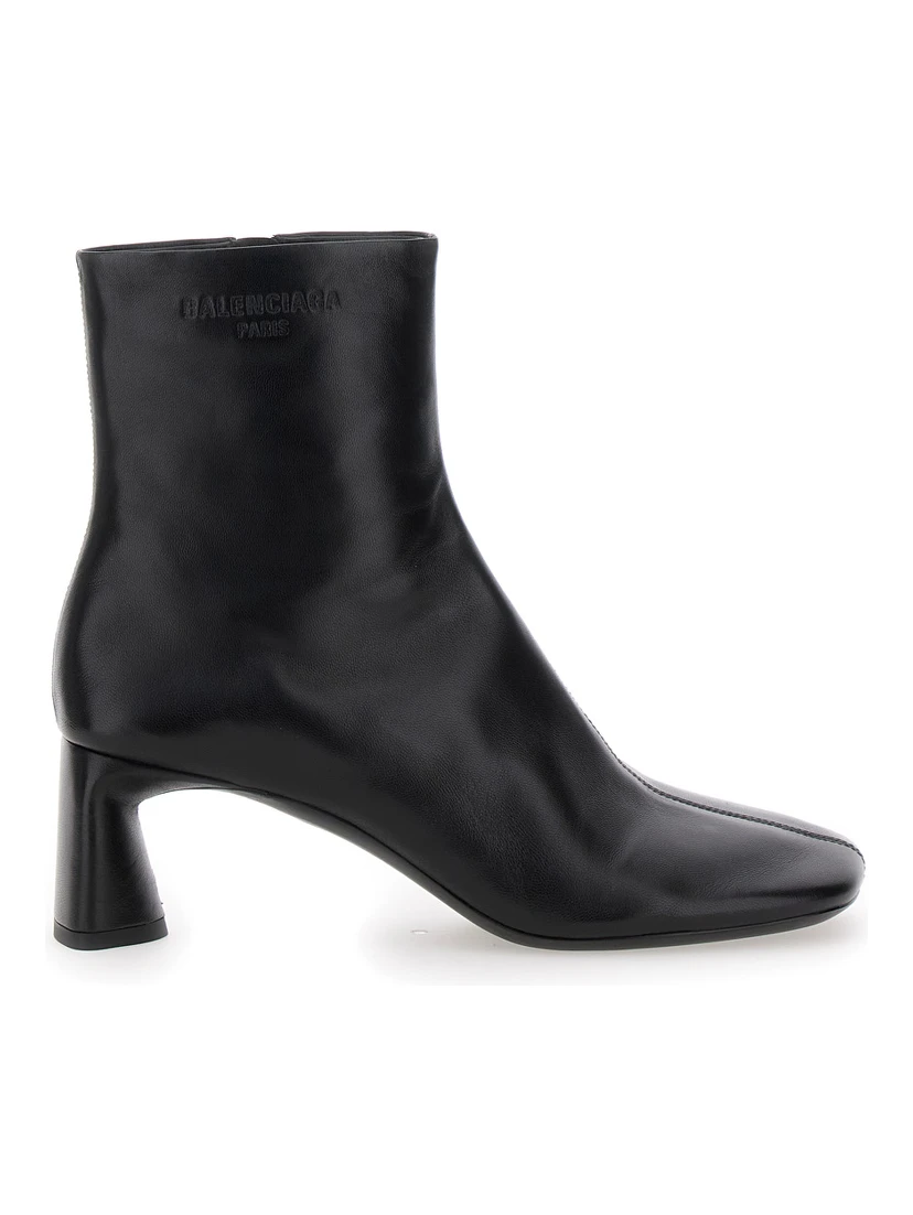 Duty Free 60mm Black Boots with Square Tip in Leather Women