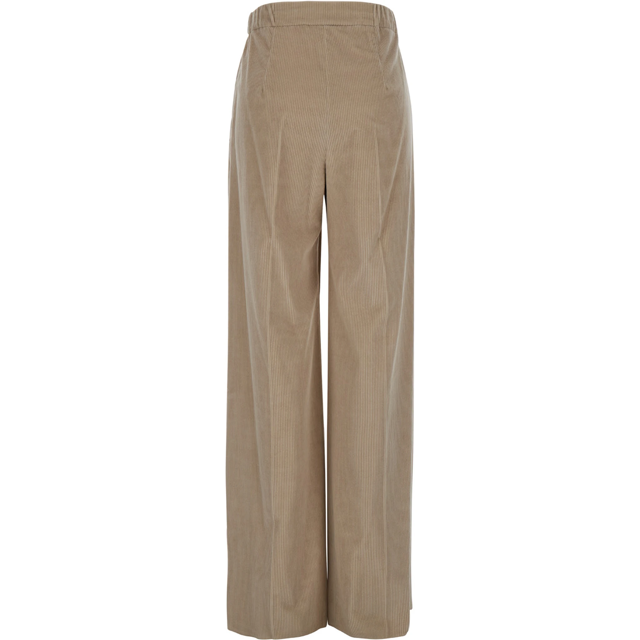 Lerici Beige Palazzo Pants with Drawstring in Corduroy Woman