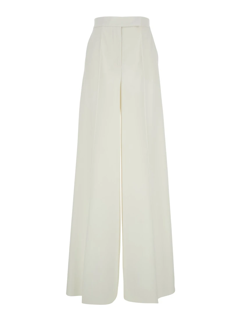 Ninfa White Wide Leg Pants in Virgin Wool Woman