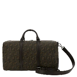 Large Duffle Brown Travel Bag with FF Motif in Fabric Man