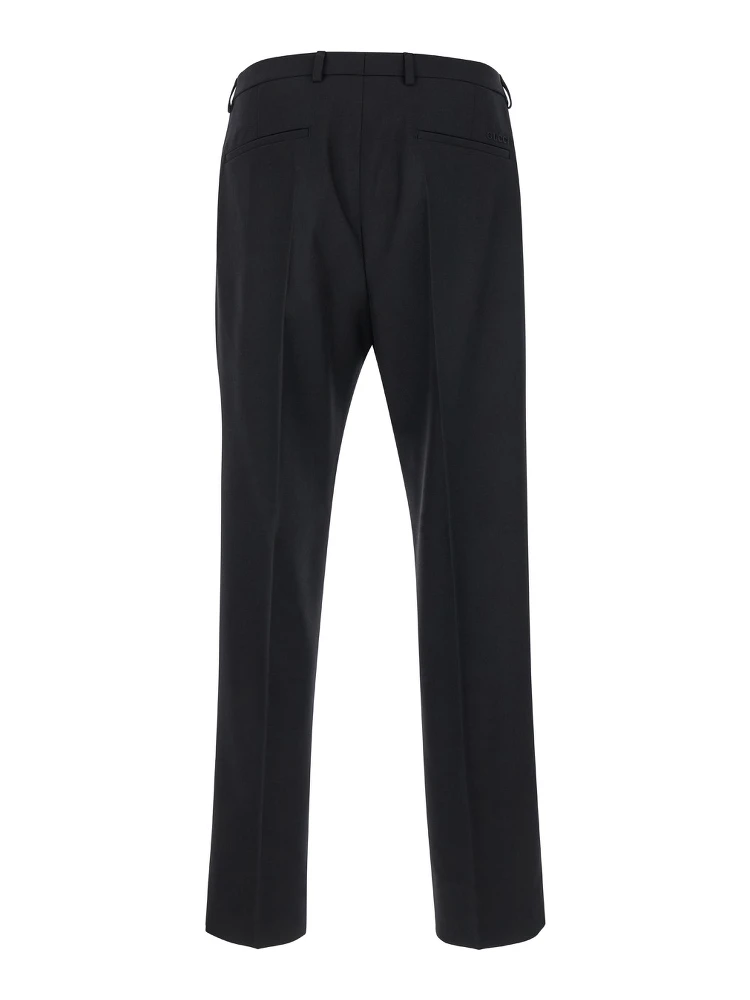 Black Tailored Pants with Tonal Logo Lettering in Wool Man alternative