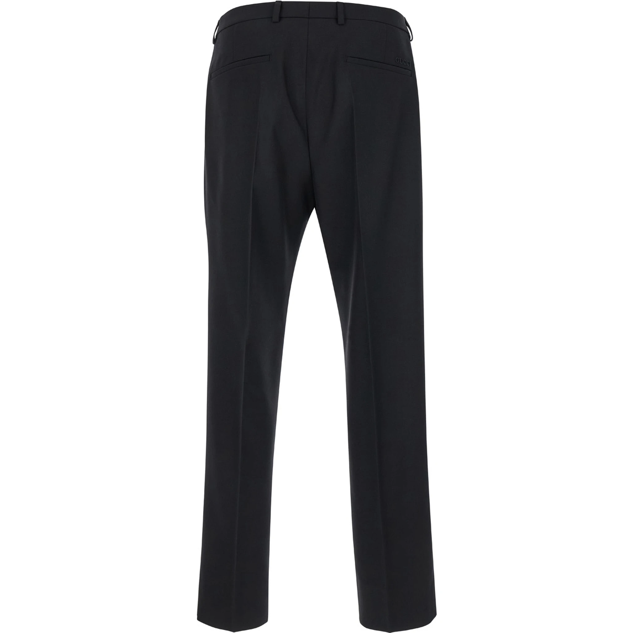 Black Tailored Pants with Tonal Logo Lettering in Wool Man