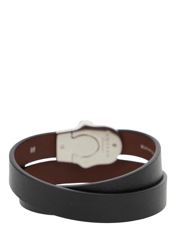 Black Bracelet with Skull Detail in Brass and Leather Man alternative