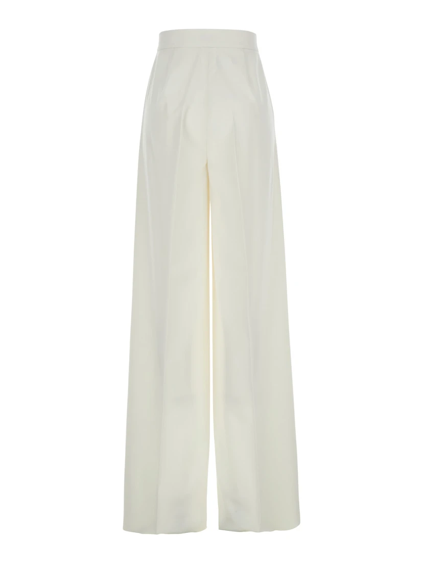 Ninfa White Wide Leg Pants in Virgin Wool Woman