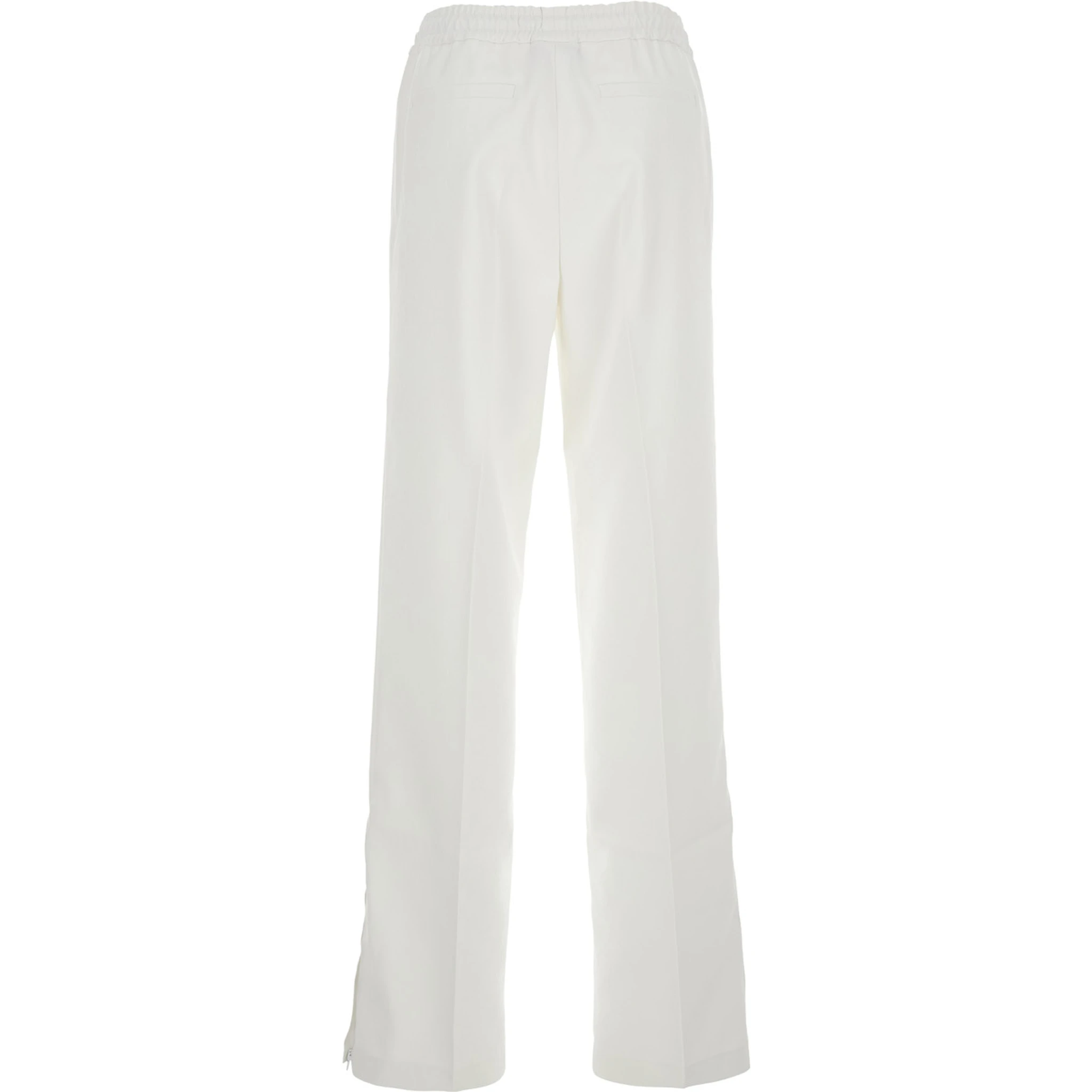White Pants with Elastic Drawstring Waist in Tech Fabric Woman