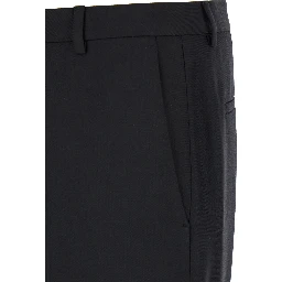 Black Tailored Pants with Tonal Logo Lettering in Wool Man