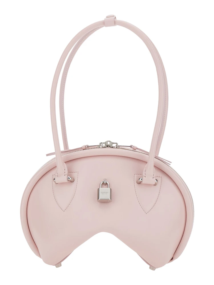 Pink Handbag with Two Top Handles and Logo Plaque on the Front in Leather Woman alternative