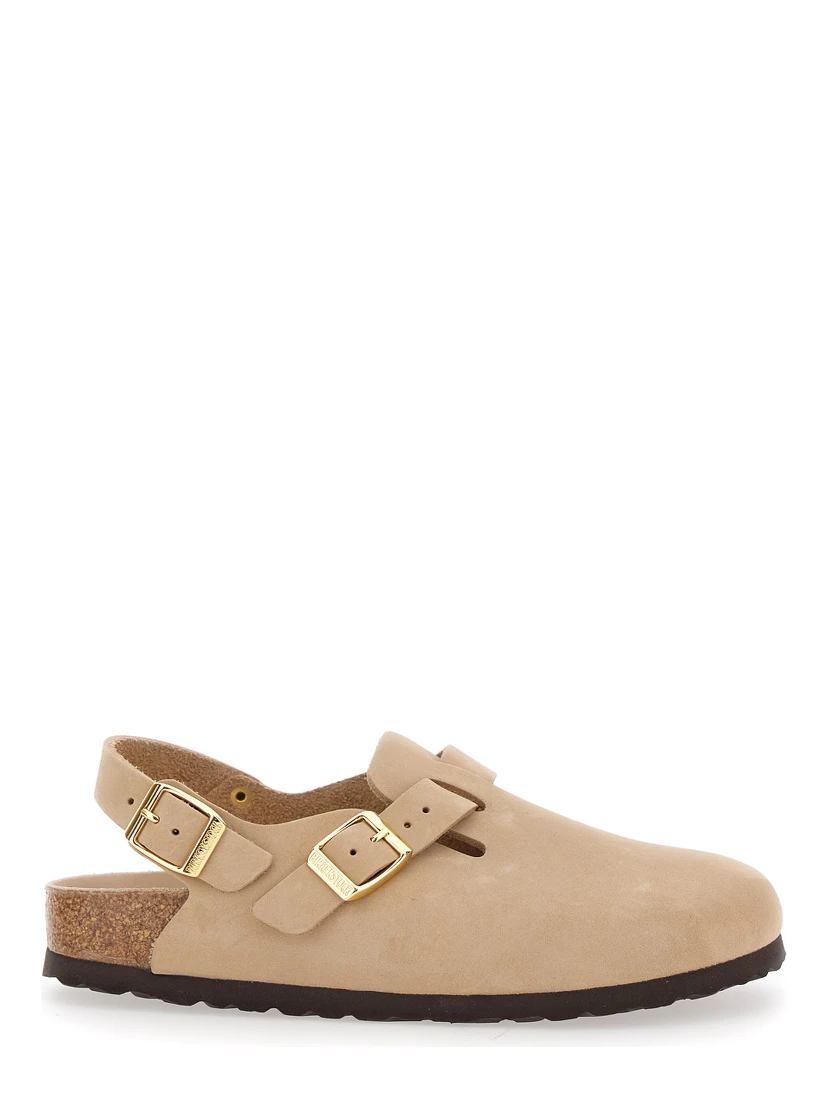Mule Tokio con Fibbia sul Fronte e sul Retro in Pelle Beige Donna