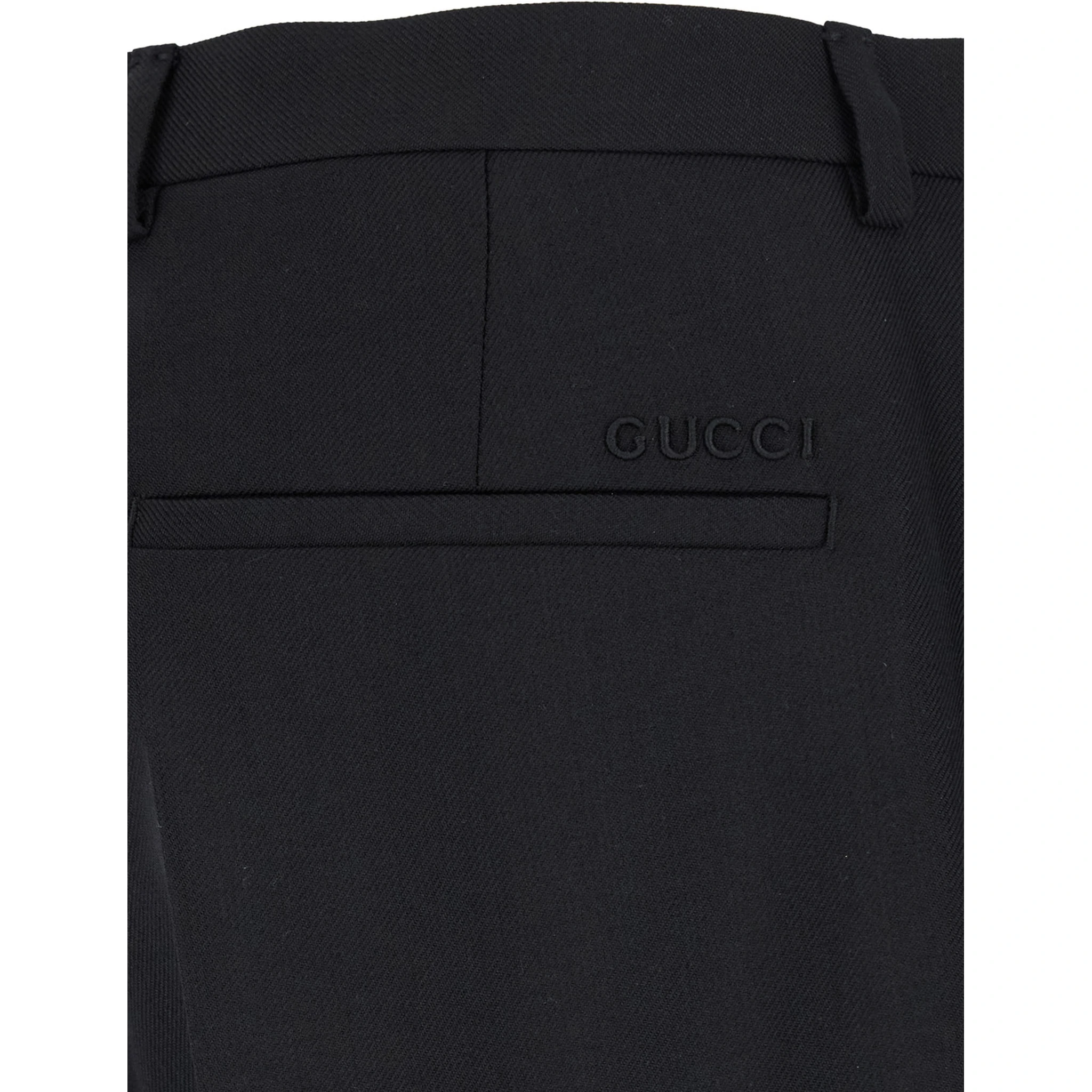 Black Tailored Pants with Tonal Logo Lettering in Wool Man