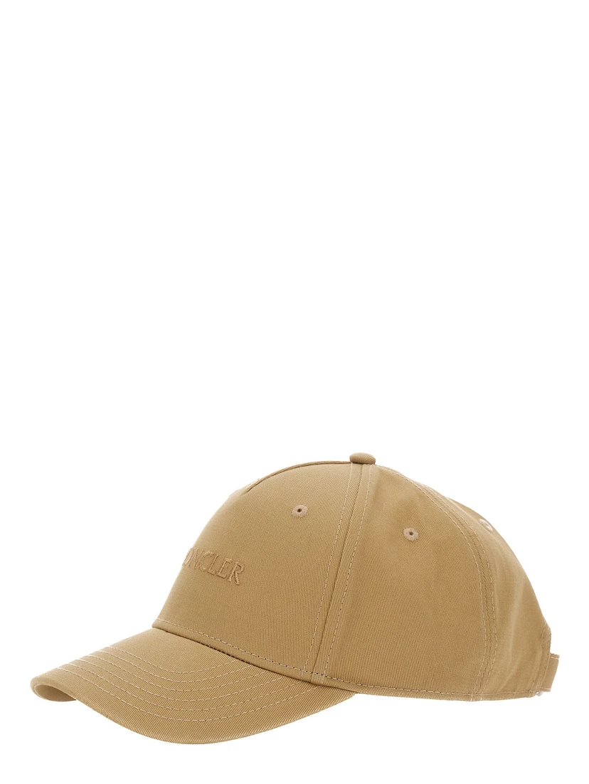 Beige Baseball Cap with Tone on Tone Logo Print in Cotton Woman