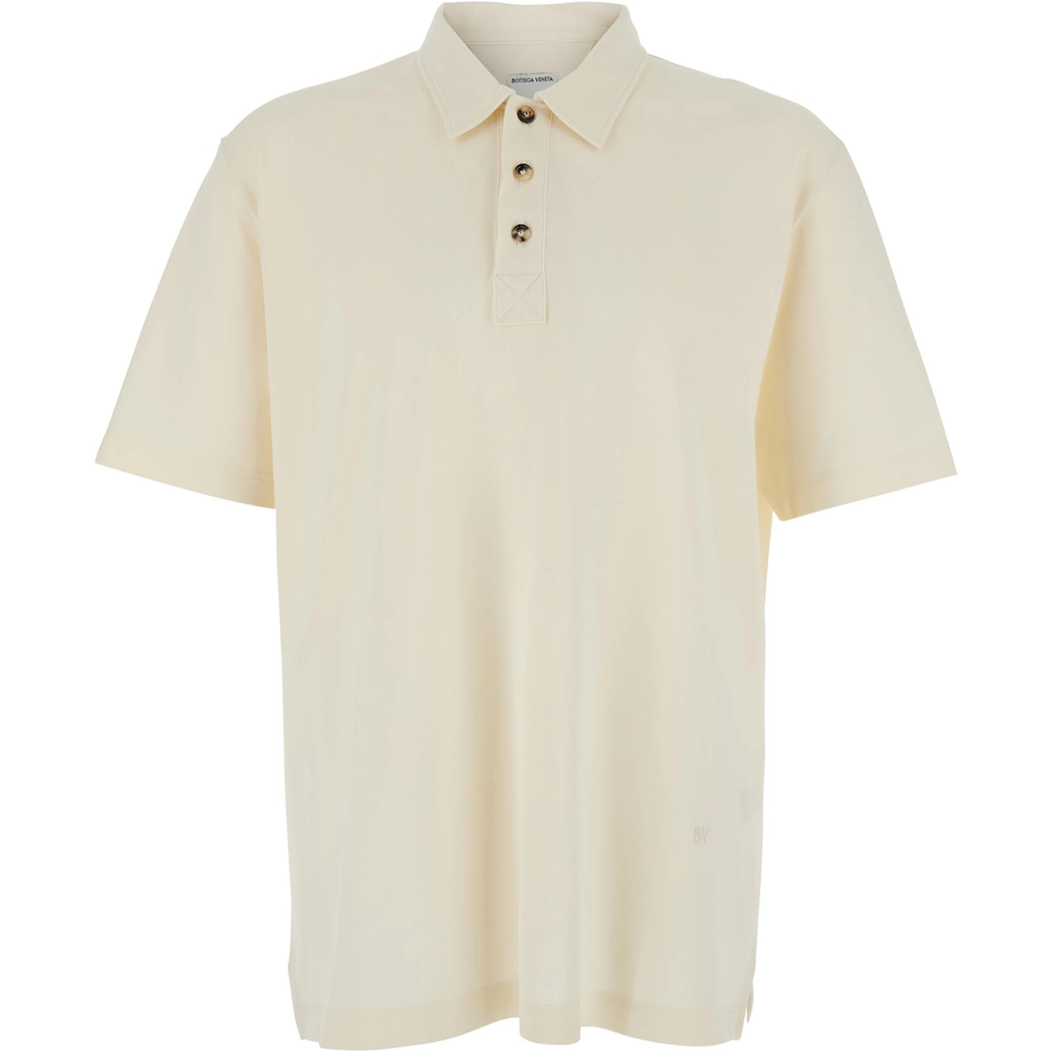 White Polo Shirt with Classic Collar and Logo Embroidery Detail on the Front in Cotton Man