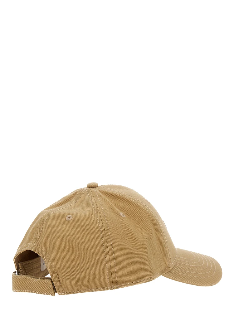 Beige Baseball Cap with Tone on Tone Logo Print in Cotton Woman alternative