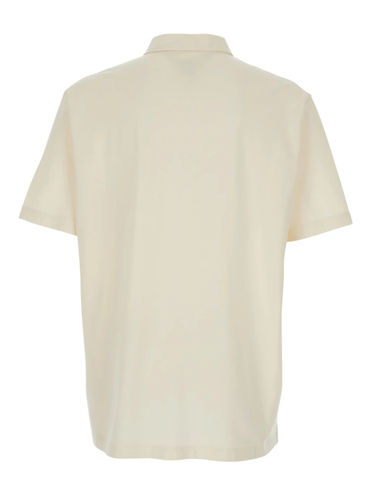 White Polo Shirt with Classic Collar and Logo Embroidery Detail on the Front in Cotton Man alternative