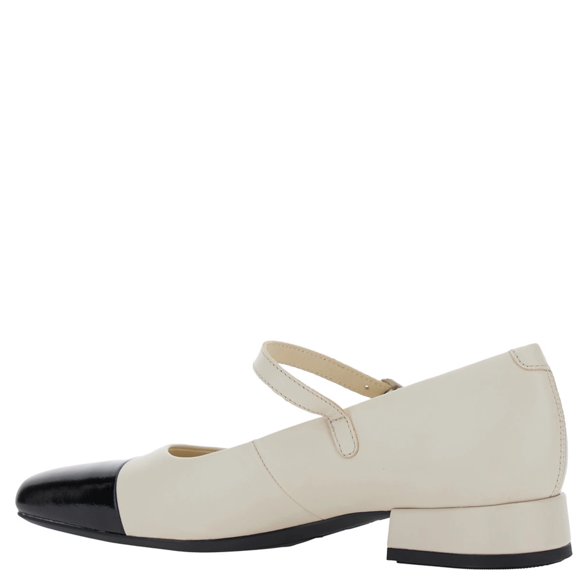 Debby White and Black Slingback Pump with Adjustable Strap in Leather Woman
