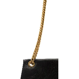 Crus Medium Black Shoulder Bag with B Logo Hardware in Crushed Leather Woman