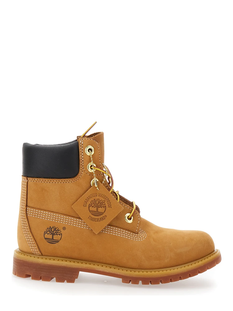 Beige Water-Proof Boots with Logo in Nubuck Leather Woman