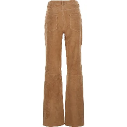 Michela Beige Trousers with Belt Loop in Suede Woman