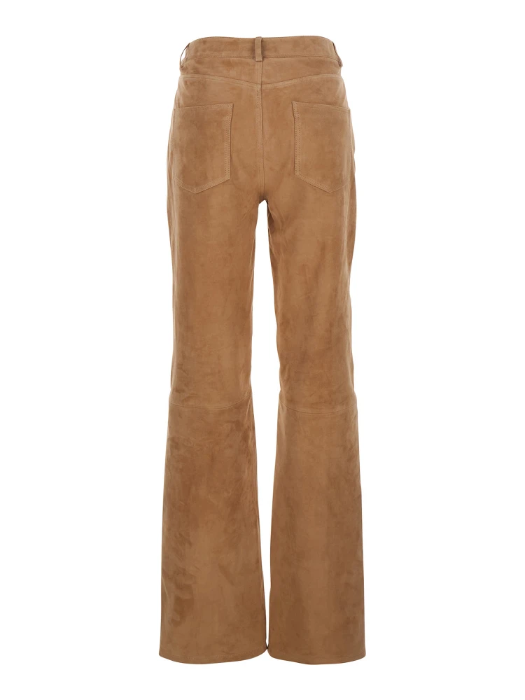 Michela Beige Trousers with Belt Loop in Suede Woman