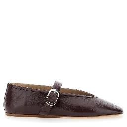 Stella Violet Ballet Shoes with Buckle Strap Closure in Leather Woman