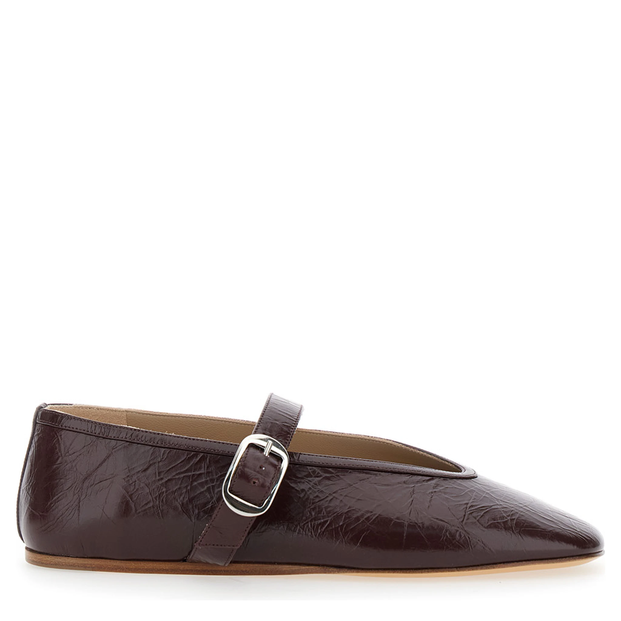 Stella Violet Ballet Shoes with Buckle Strap Closure in Leather Woman