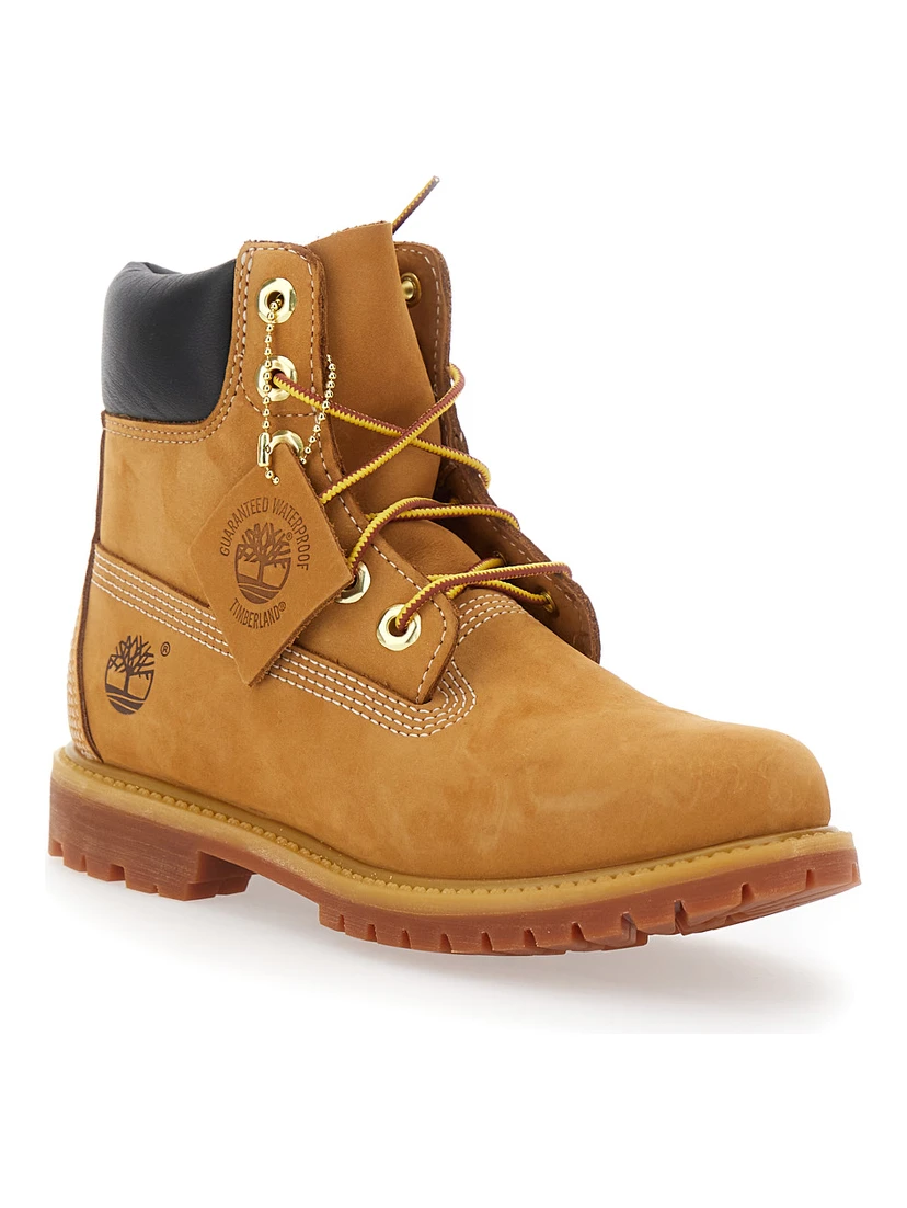 Beige Water-Proof Boots with Logo in Nubuck Leather Woman