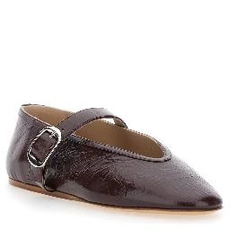 Stella Violet Ballet Shoes with Buckle Strap Closure in Leather Woman