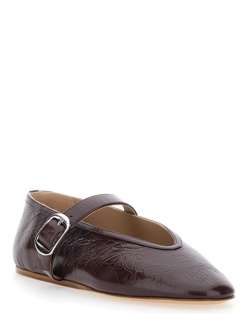 Stella Violet Ballet Shoes with Buckle Strap Closure in Leather Woman