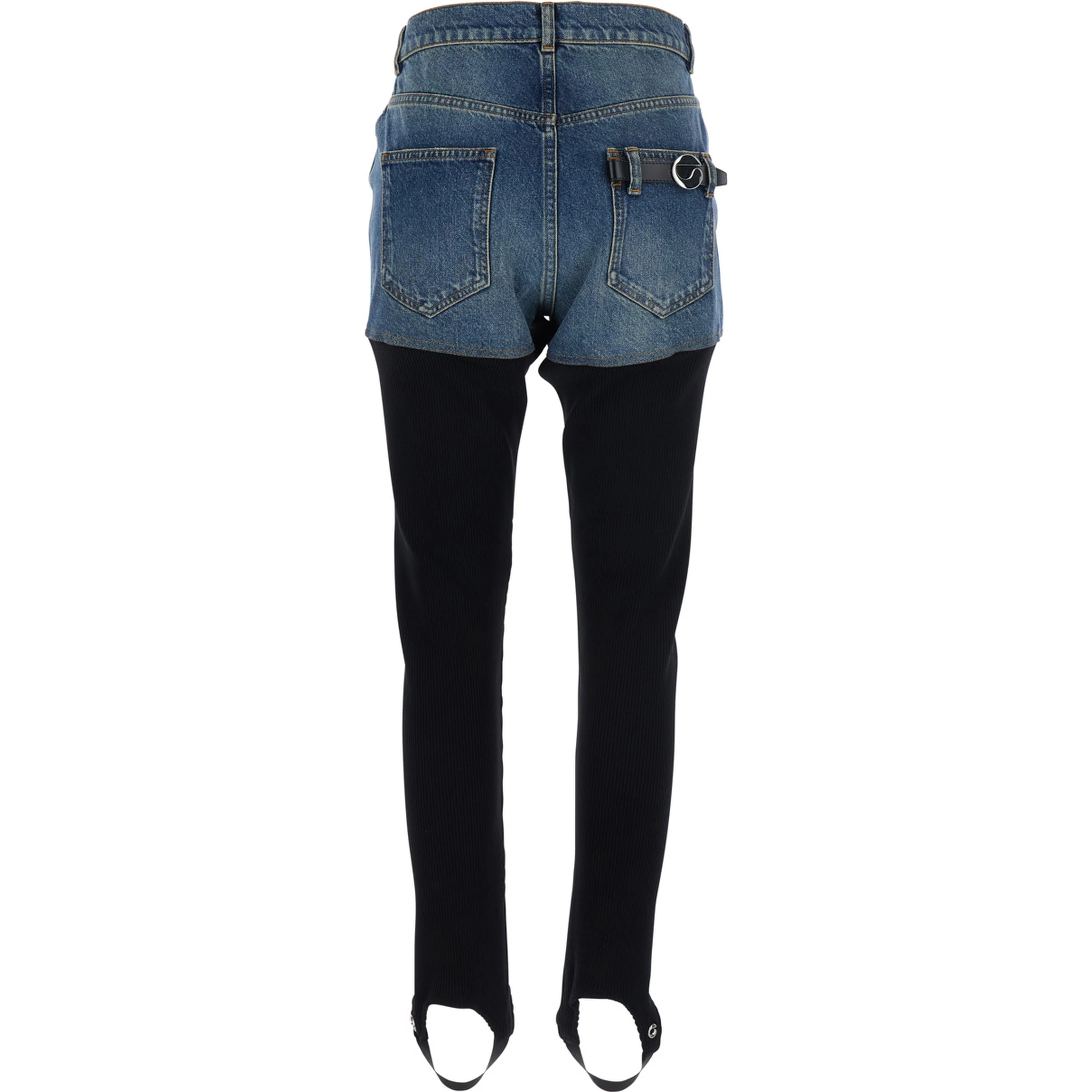 Multicolor Ribbed Leggings with Back Logo Plaque in Cotton Woman