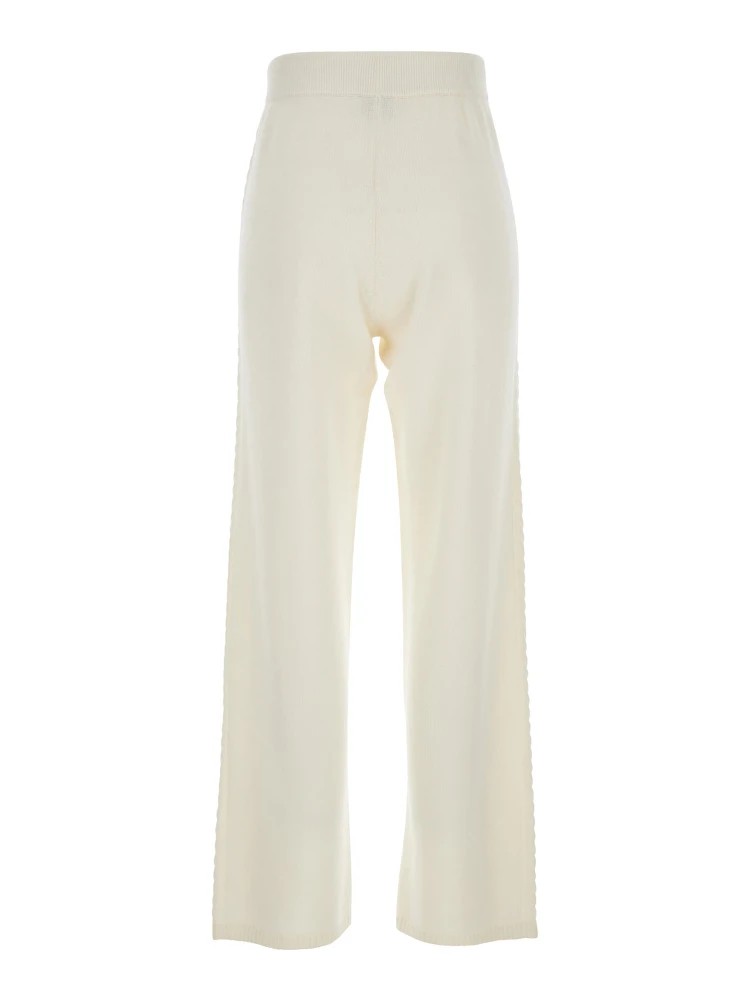 White Pants with Elastic Drawstring Waist in Cashmere Woman alternative