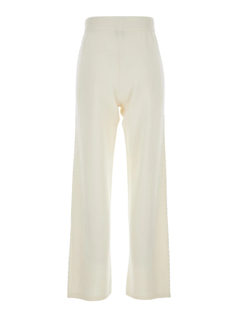 White Pants with Elastic Drawstring Waist in Cashmere Woman