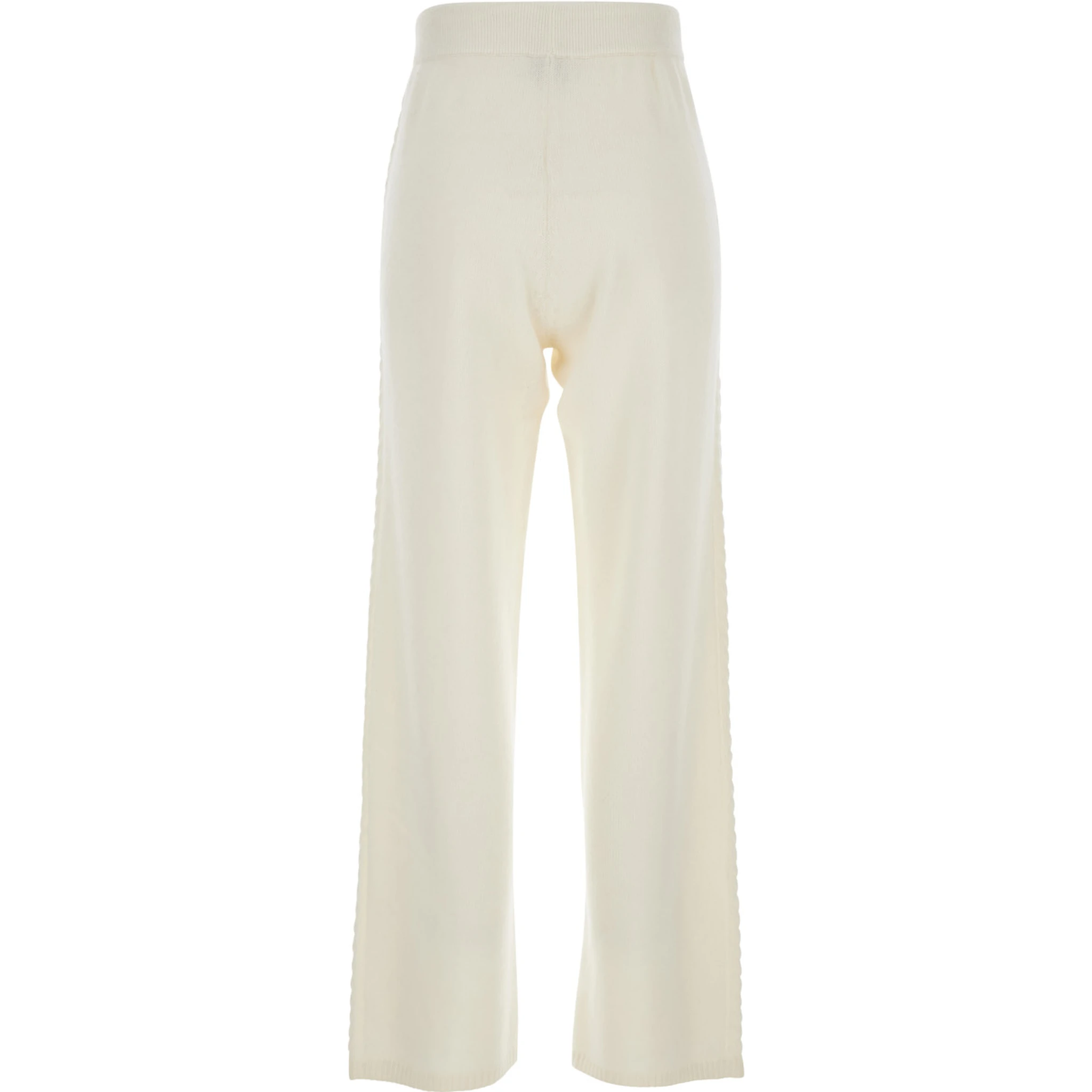 White Pants with Elastic Drawstring Waist in Cashmere Woman