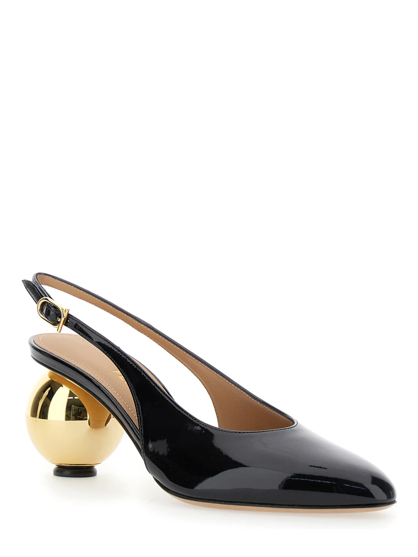 Tessie Black Slingback Pumps with Spherical Heel in Patent Leather Woman