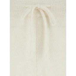 White Pants with Elastic Drawstring Waist in Cashmere Woman