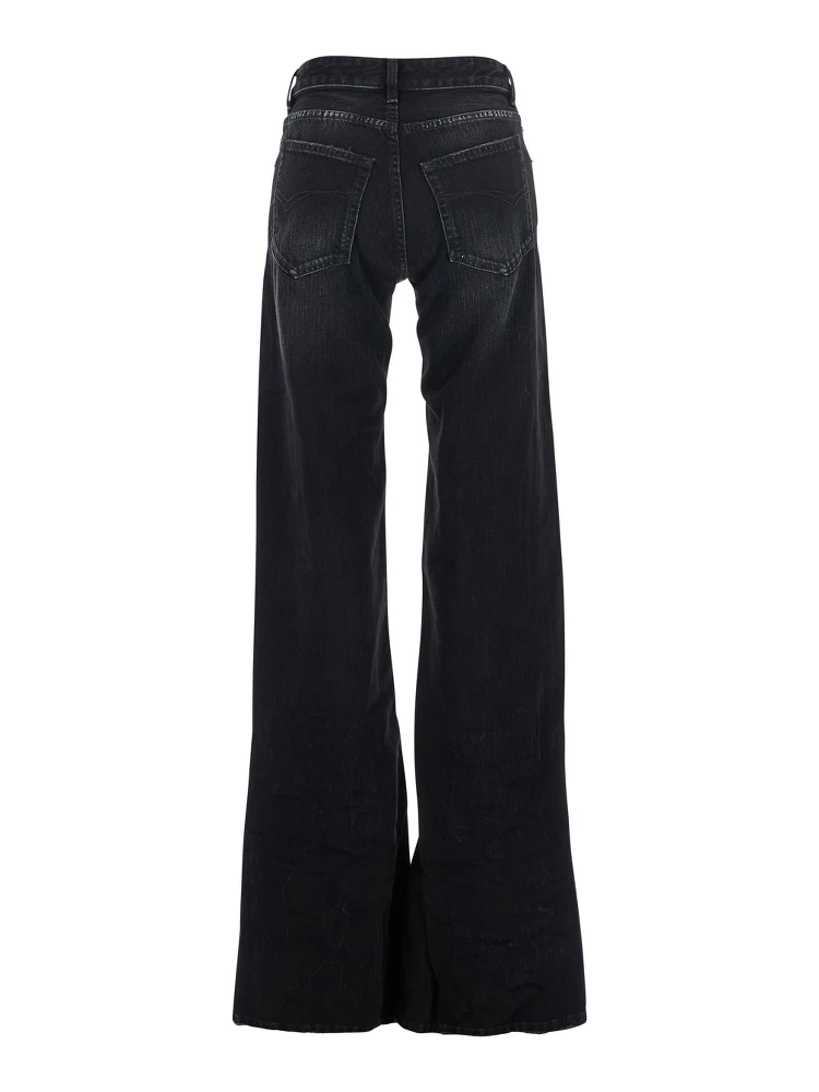 Black Jeans with Faded Effect and Wide Legi n Denim Woman alternative