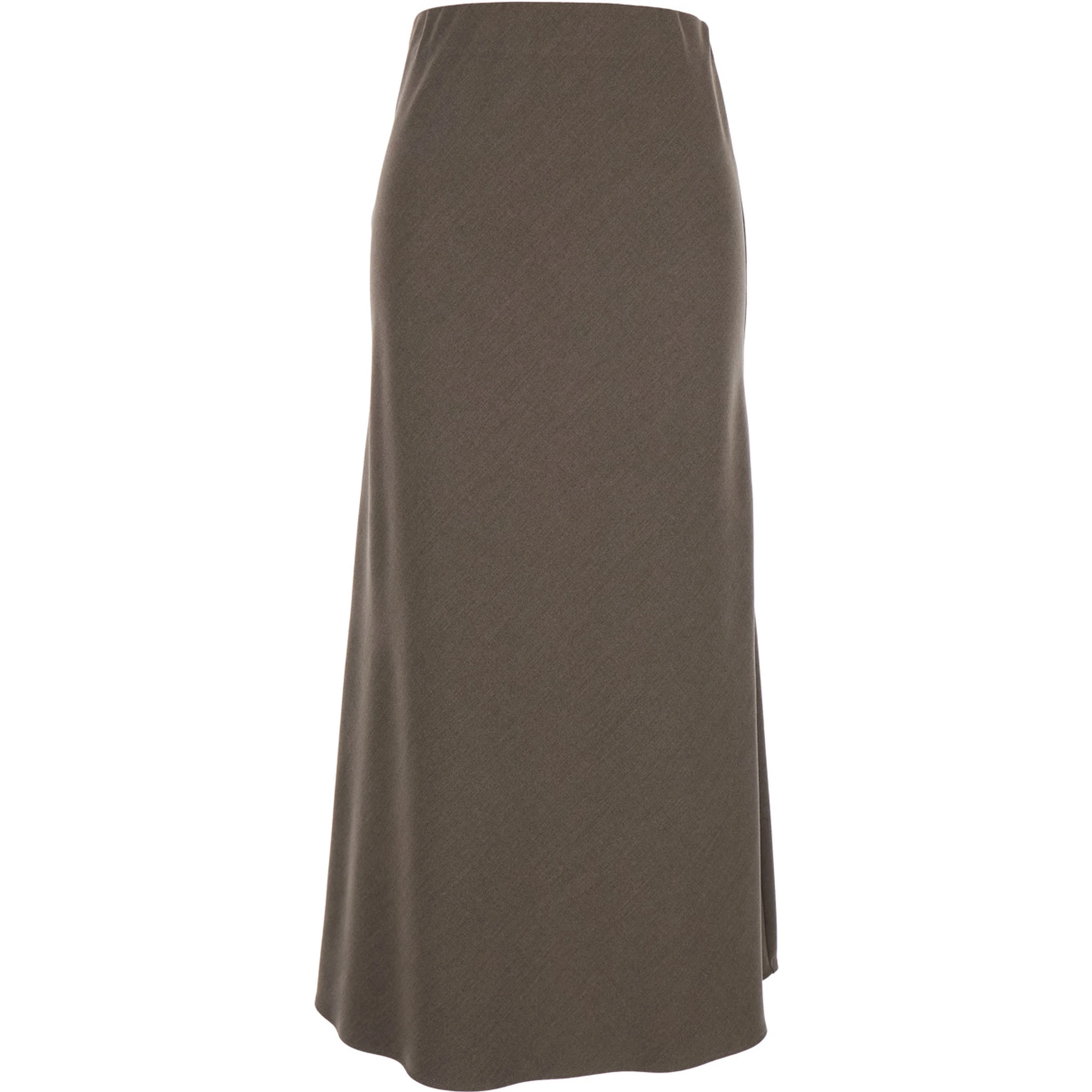 Beige Long Skirt with Side Hook and Loop Closure in Fabric Woman
