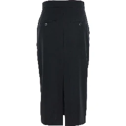 Black Long Skirt with Concealed Front Closure and Front and Rear Single Slit in Fabric Woman