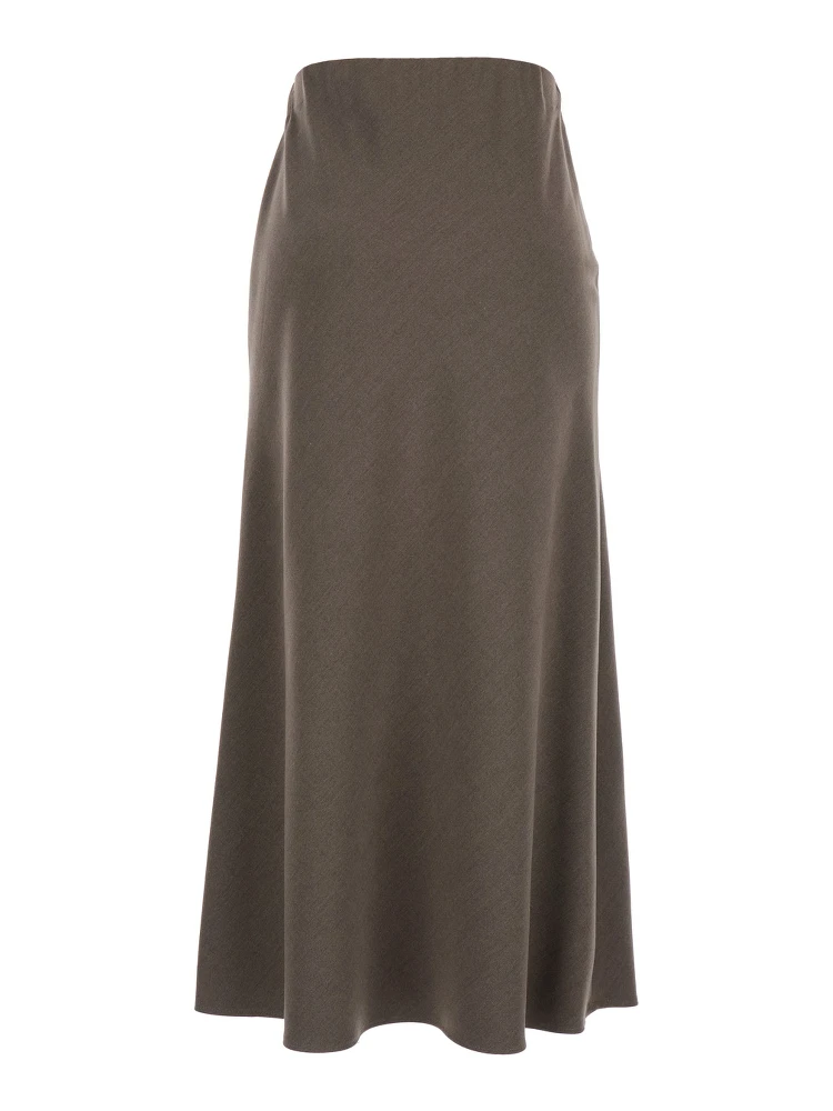 Beige Long Skirt with Side Hook and Loop Closure in Fabric Woman alternative