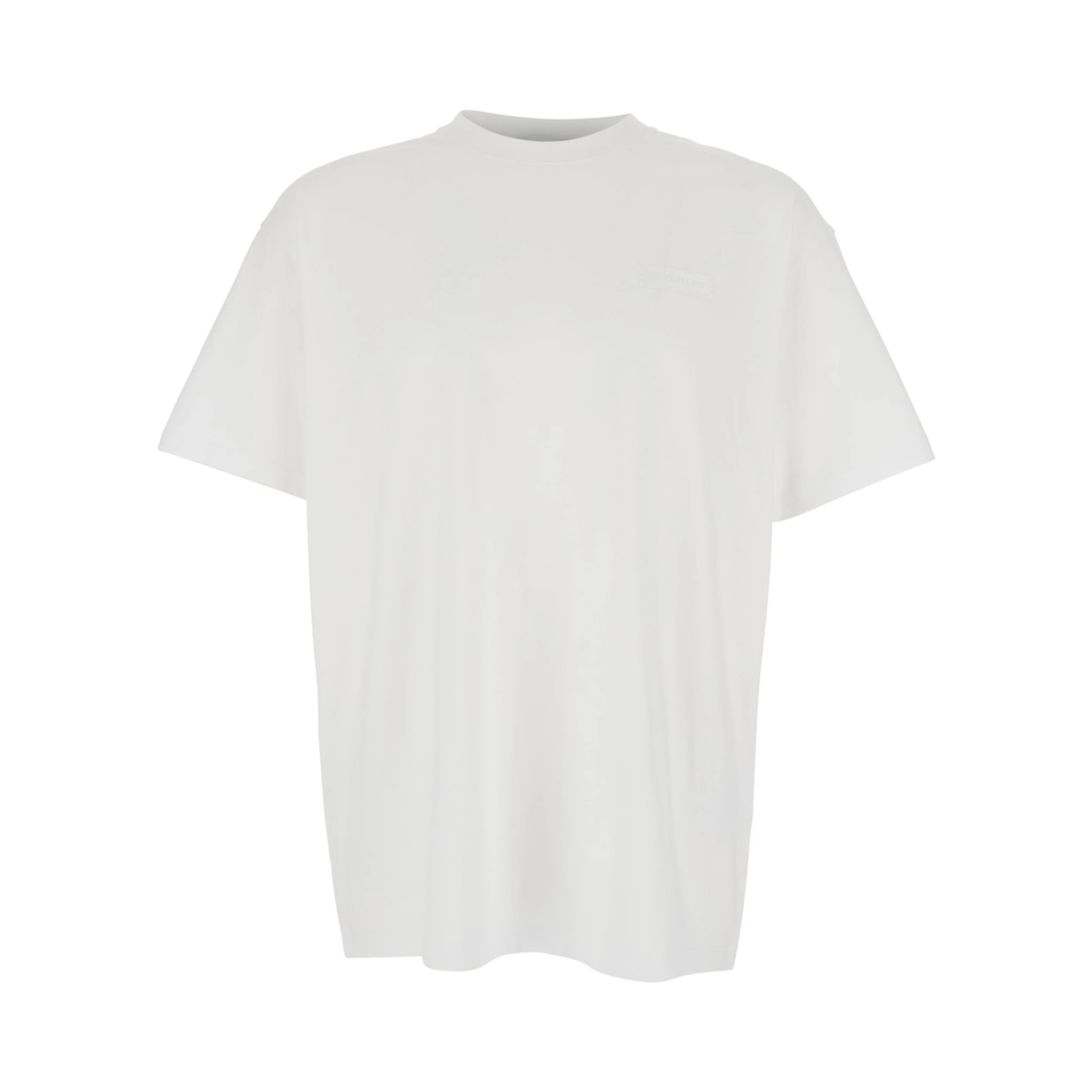 White Crewneck T-Shirt with Logo Patch on the Front in Cotton Man