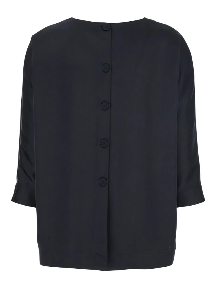 Blue Blouse with Three-Quarter Sleeves in Satin Woman alternative
