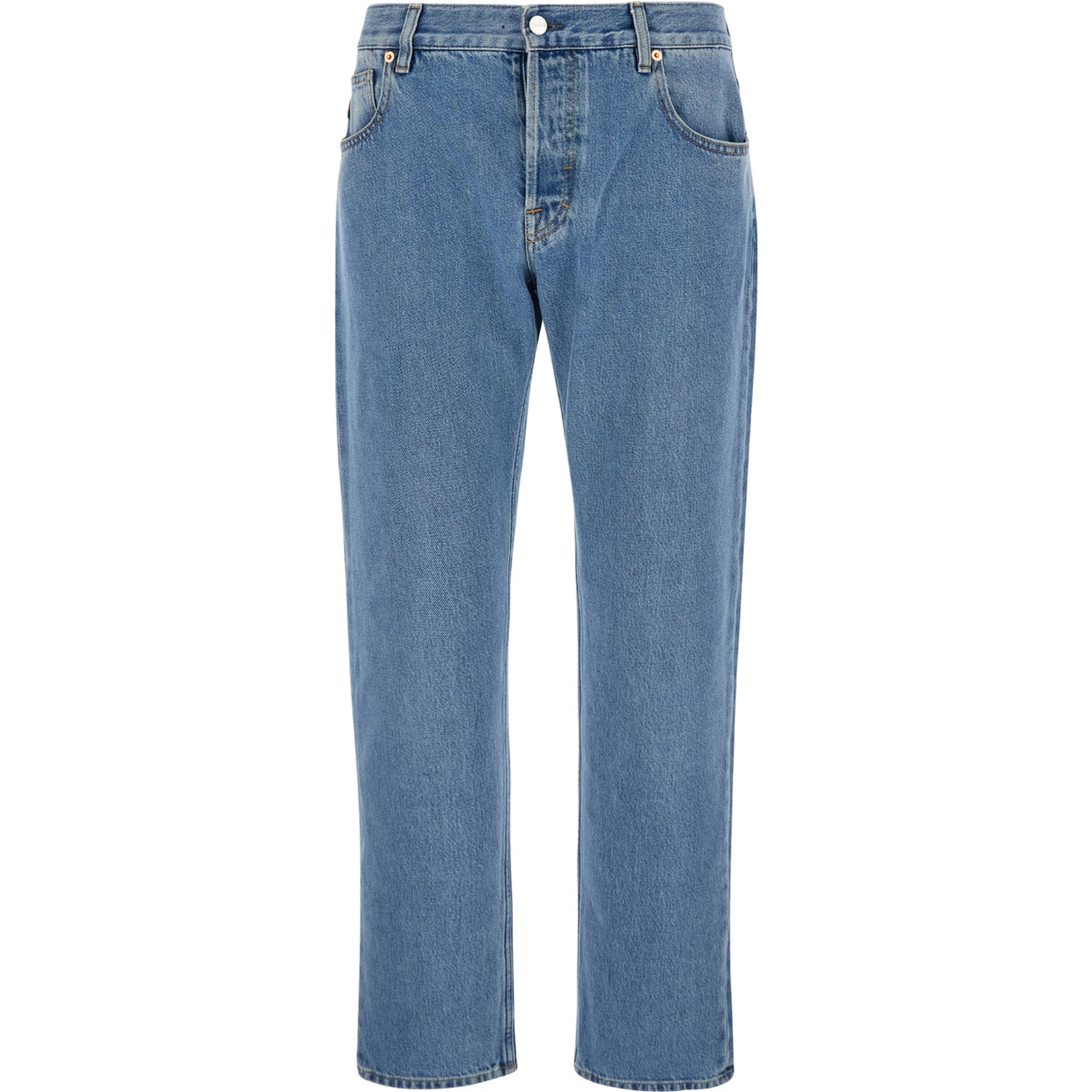 Light blue Blue Jeans with Gucci Rossa Ancora Patch in Blue Washed Denim Woman