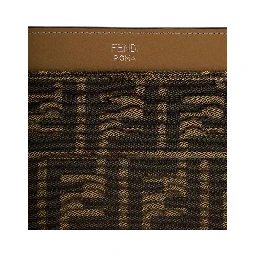 Brown Clutch with All-Over FF Motif in Fabric and Leather Man