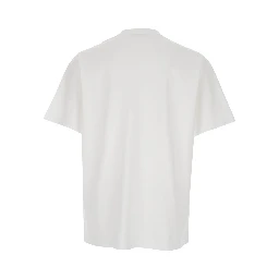 White Crewneck T-Shirt with Logo Patch on the Front in Cotton Man