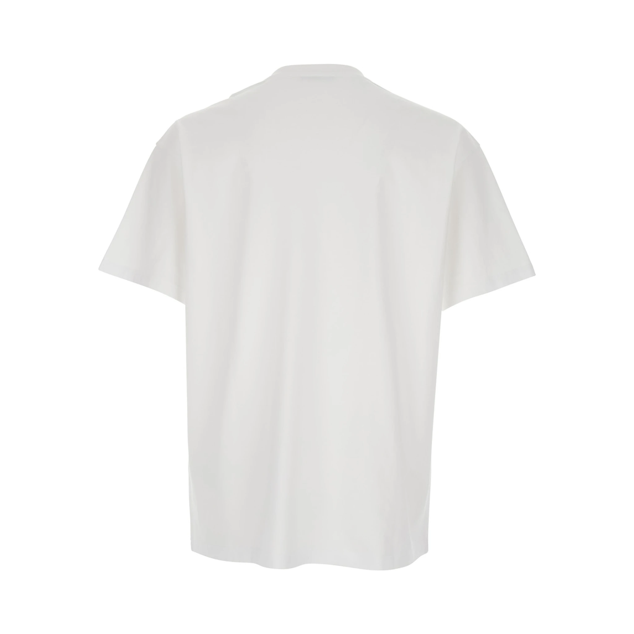 White Crewneck T-Shirt with Logo Patch on the Front in Cotton Man