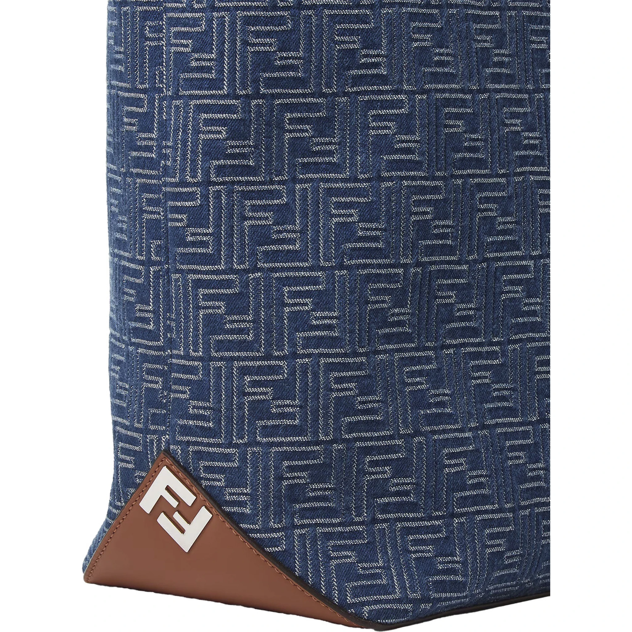 Blue Shopper With Long Handles And All Over FF Motif In Cotton Man