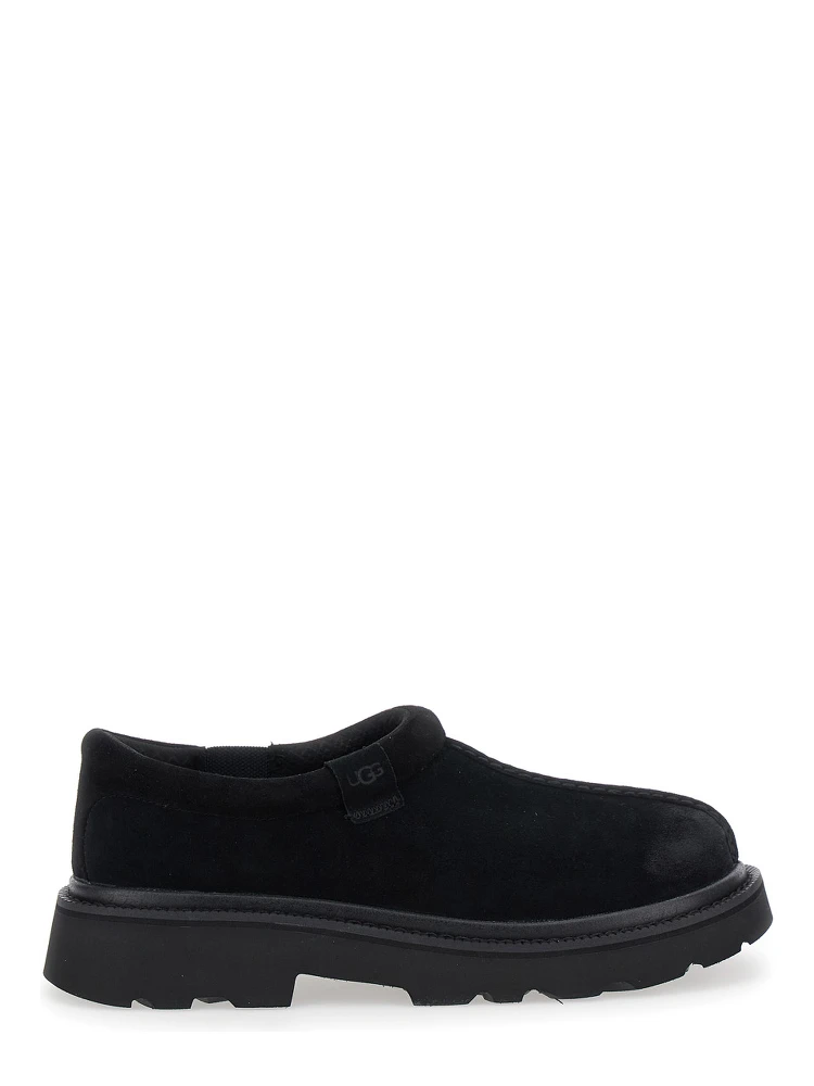 Tasman Black Mule with Raised Sole in Suede Man