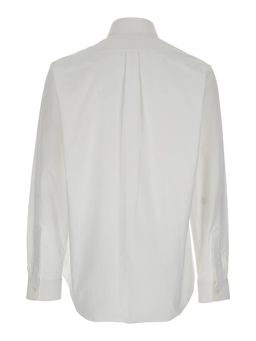 White Shirt with Logo Embroidered on the Front in Cotton Man