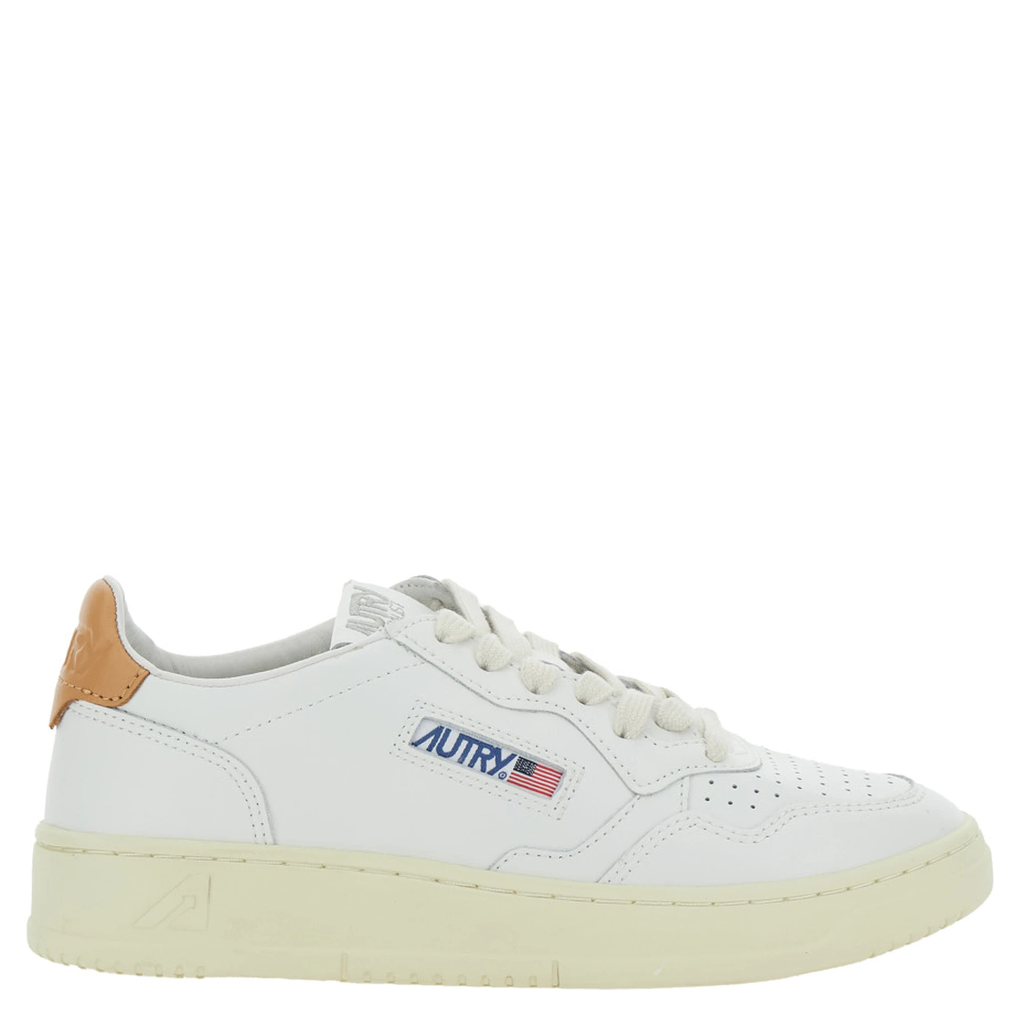 Medalist White Low Top Sneakers with Logo Patch on Tongue and Side in Leather Woman