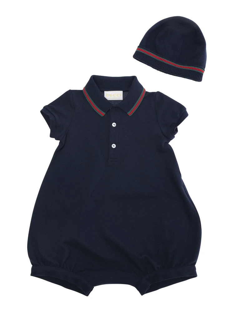 Dark Blue Tracksuit and Beanie Set in Cotton Baby
